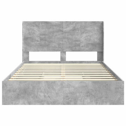 Bedframe met opbergruimte en hoofdbord Betongrijs 150 x 200 cm