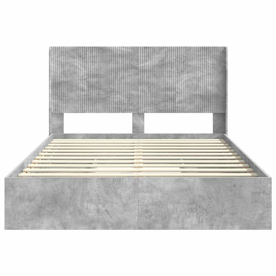 Bedframe met opbergruimte en hoofdbord Betongrijs 150 x 200 cm