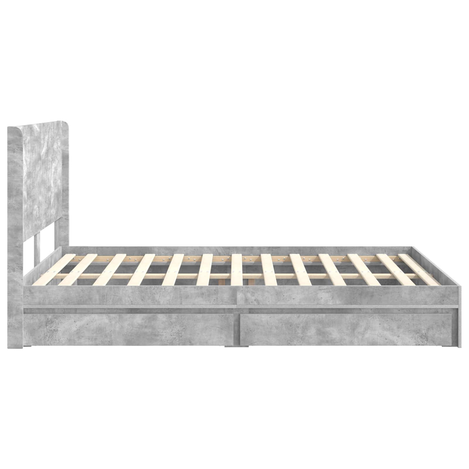 Bedframe met opbergruimte en hoofdbord Betongrijs 150 x 200 cm