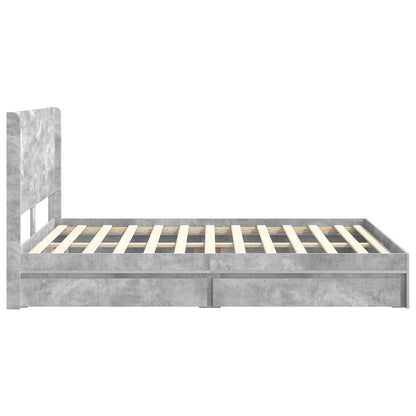 Bedframe met opbergruimte en hoofdbord Betongrijs 150 x 200 cm