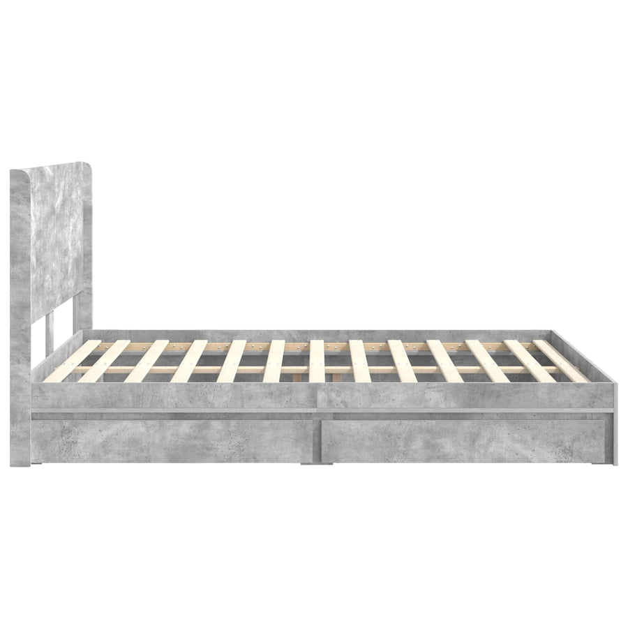Bedframe met opbergruimte en hoofdbord Betongrijs 150 x 200 cm