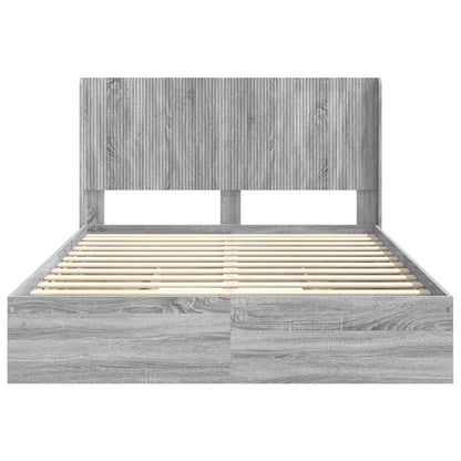 Bedframe met opbergruimte en hoofdbord Grijs Sonoma