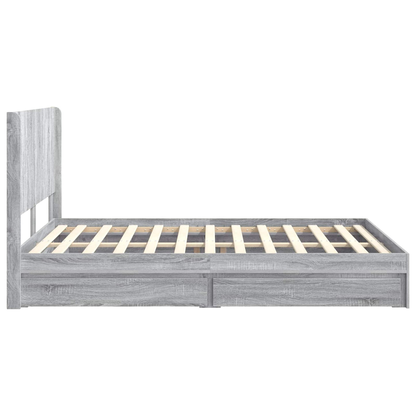 Bedframe met opbergruimte en hoofdbord Grijs Sonoma