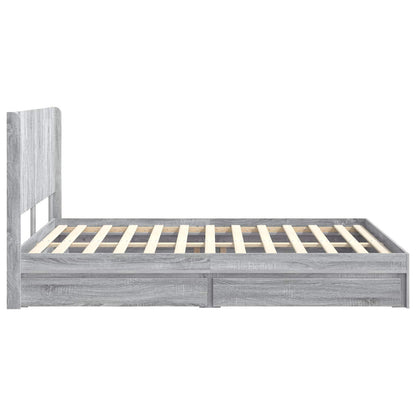Bedframe met opbergruimte en hoofdbord Grijs Sonoma