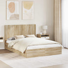 Bedframe met opbergruimte en hoofdbord bewerkt hout