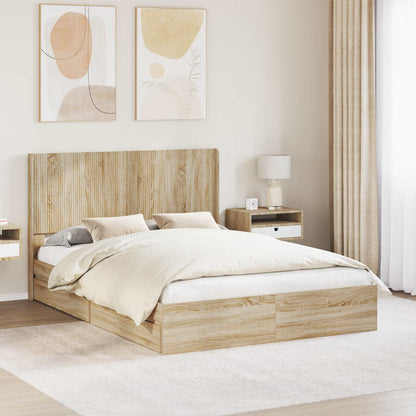 Bedframe met opbergruimte en hoofdbord 3 pcs Bewerkt hout