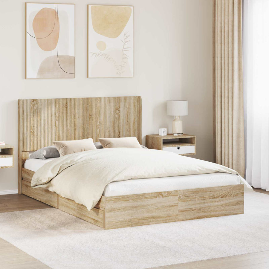 Bedframe met opbergruimte en hoofdbord 3 pcs Bewerkt hout