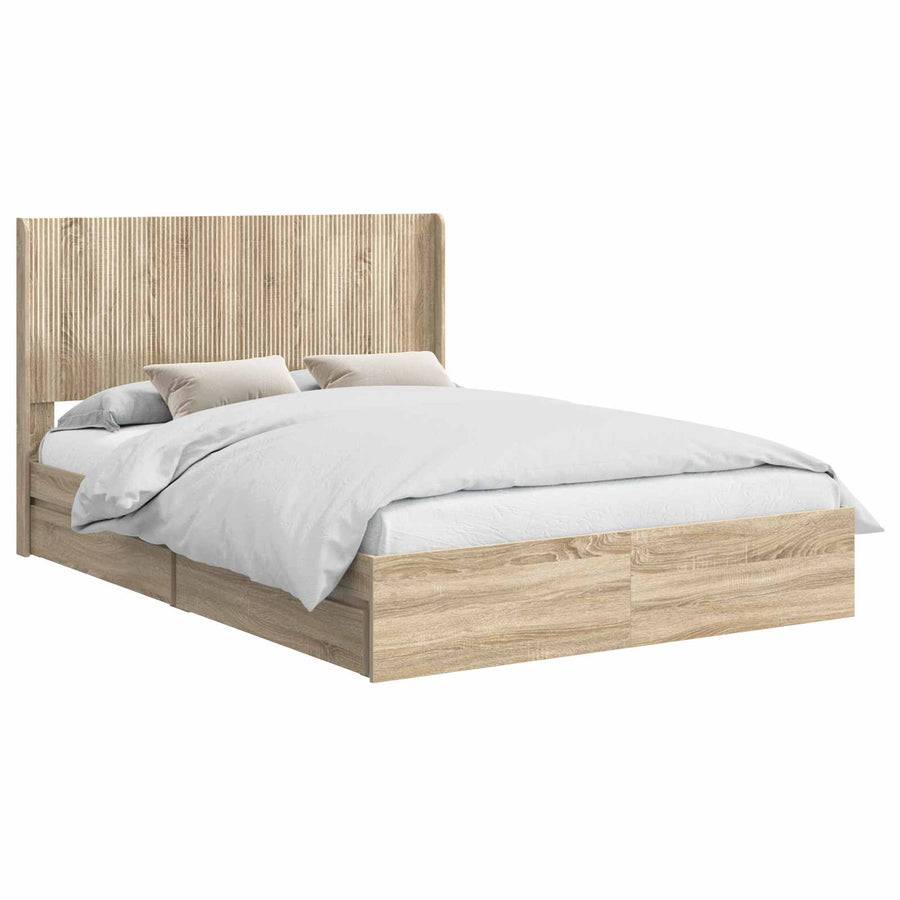 Bedframe met opbergruimte en hoofdbord 3 pcs Bewerkt hout