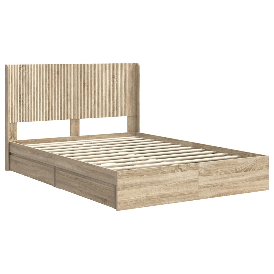 Bedframe met opbergruimte en hoofdbord 3 pcs Bewerkt hout