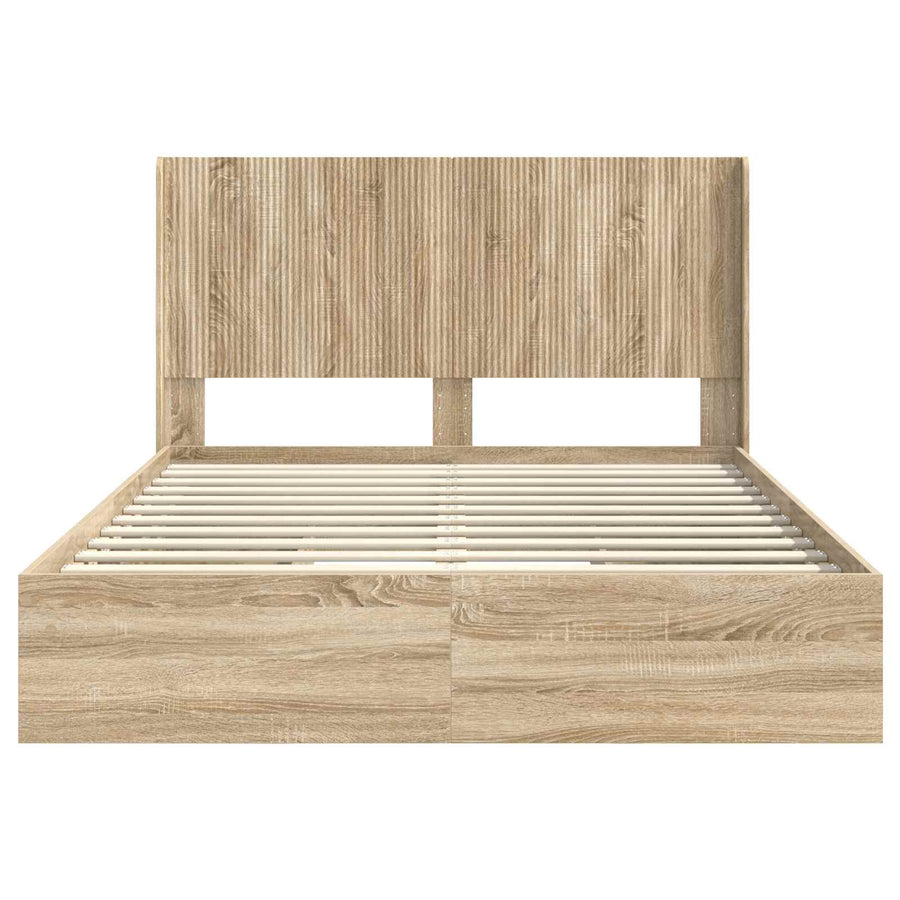 Bedframe met opbergruimte en hoofdbord 3 pcs Bewerkt hout