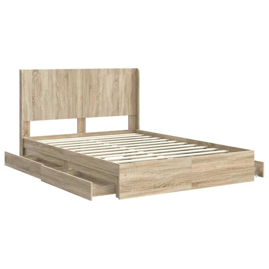 Bedframe met opbergruimte en hoofdbord 3 pcs Bewerkt hout