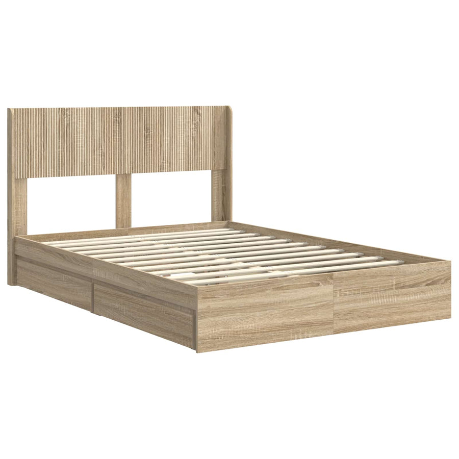 Bedframe met opbergruimte en hoofdbord Sonoma Eiken