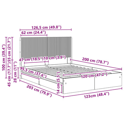 Bedframe met opbergruimte en hoofdbord Sonoma Eiken