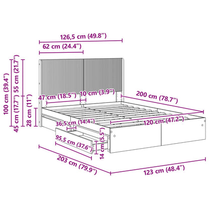 Bedframe met opbergruimte en hoofdbord Gerookt eiken