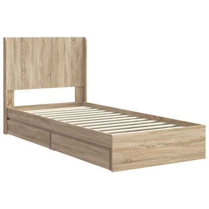 Bedframe met opbergruimte en hoofdbord Sonoma Eiken