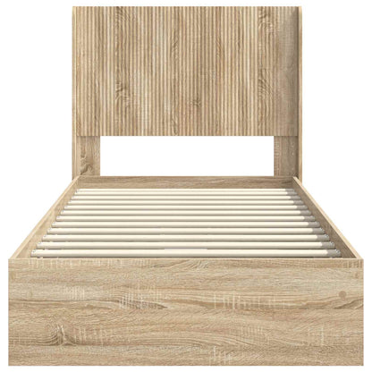 Bedframe met opbergruimte en hoofdbord Sonoma Eiken