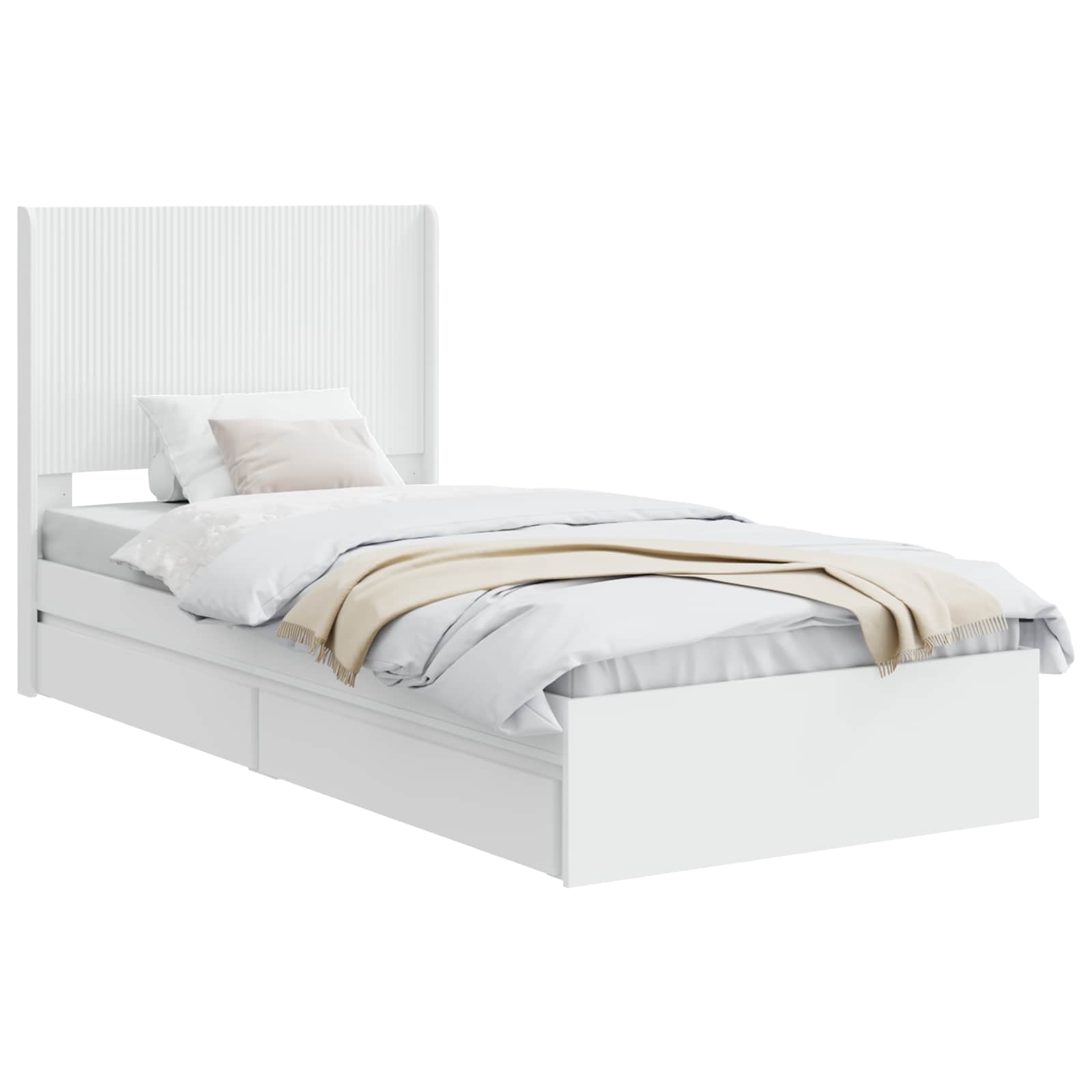 Bedframe met opbergruimte en hoofdbord Wit 90 x 200 cm