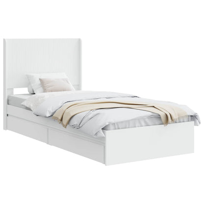 Bedframe met opbergruimte en hoofdbord Wit 90 x 200 cm