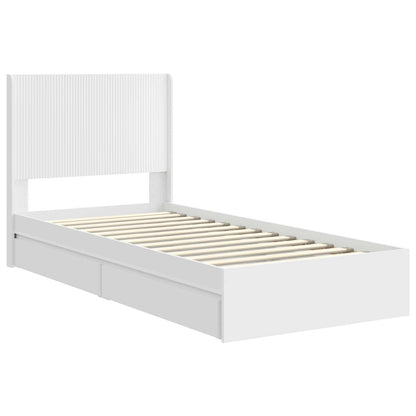 Bedframe met opbergruimte en hoofdbord Wit 90 x 200 cm