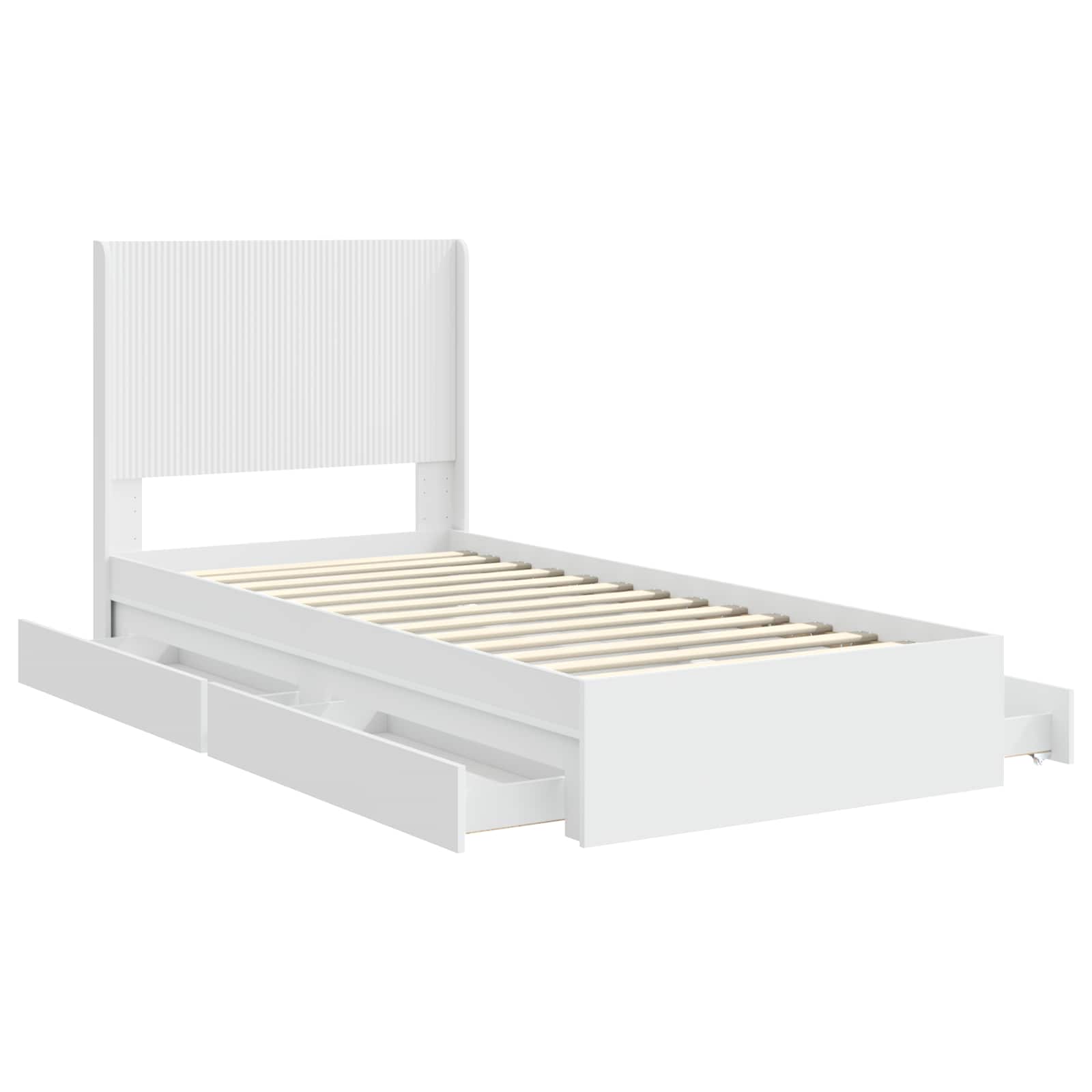 Bedframe met opbergruimte en hoofdbord Wit 90 x 200 cm