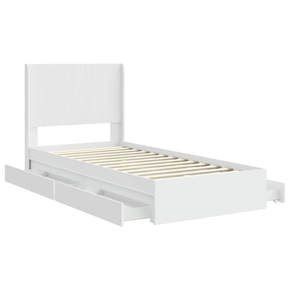 Bedframe met opbergruimte en hoofdbord Wit 90 x 200 cm