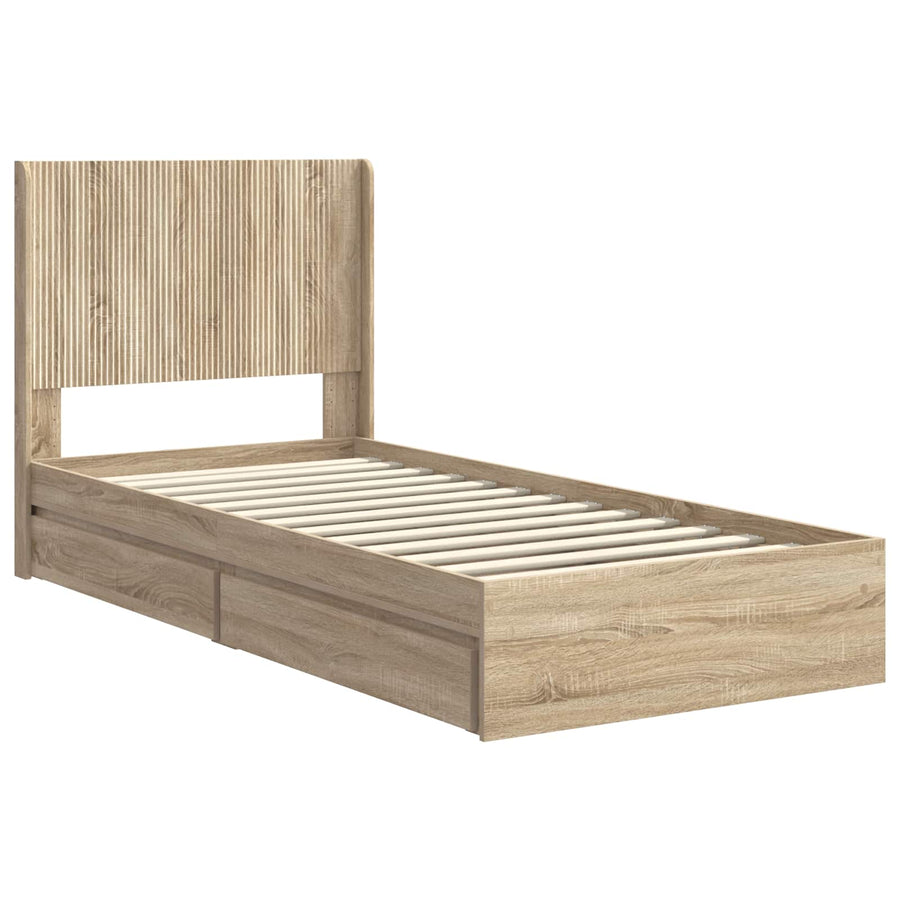 Bedframe met opbergruimte en hoofdbord Sonoma Eiken 90 x 200 cm