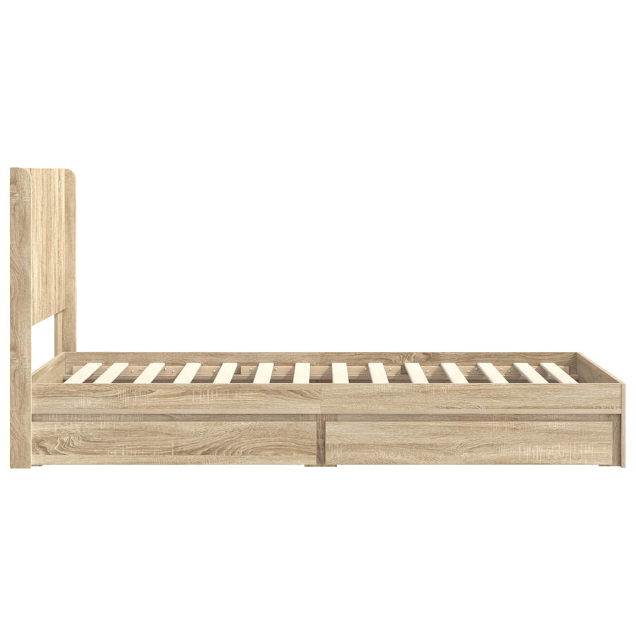 Bedframe met opbergruimte en hoofdbord Sonoma Eiken 90 x 200 cm