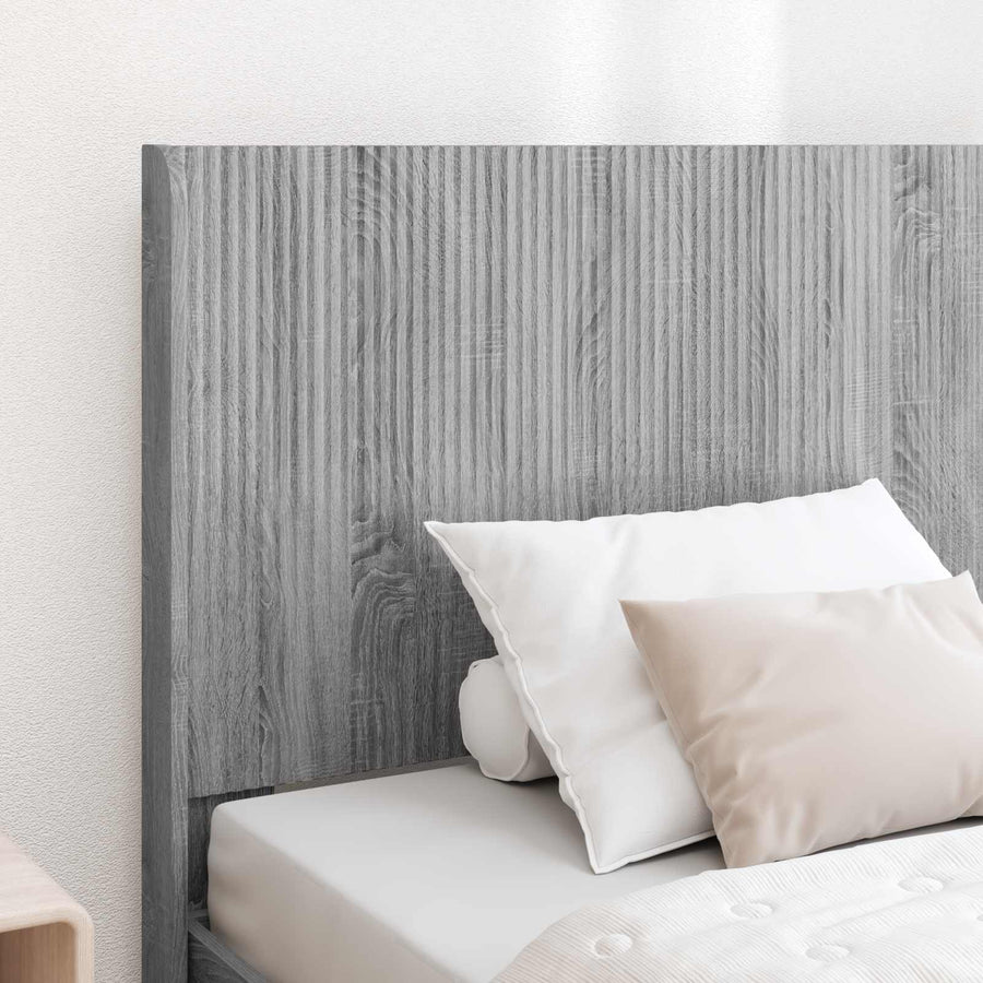 Bedframe met opbergruimte en hoofdbord Grijs Sonoma 90 x 200 cm