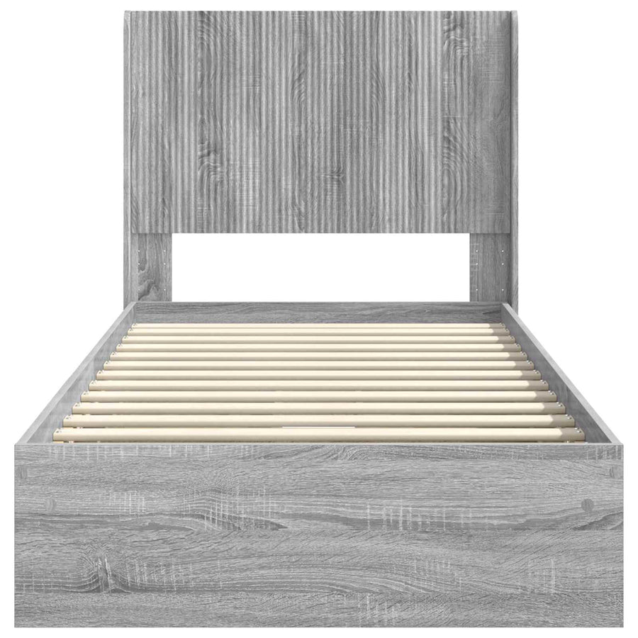 Bedframe met opbergruimte en hoofdbord Grijs Sonoma 90 x 200 cm