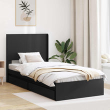 Bedframe met opbergruimte en hoofdbord Zwart 90 x 190 cm