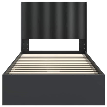 Bedframe met opbergruimte en hoofdbord Zwart 90 x 190 cm