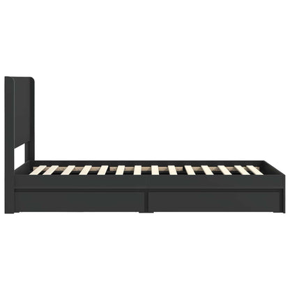 Bedframe met opbergruimte en hoofdbord Zwart 90 x 190 cm