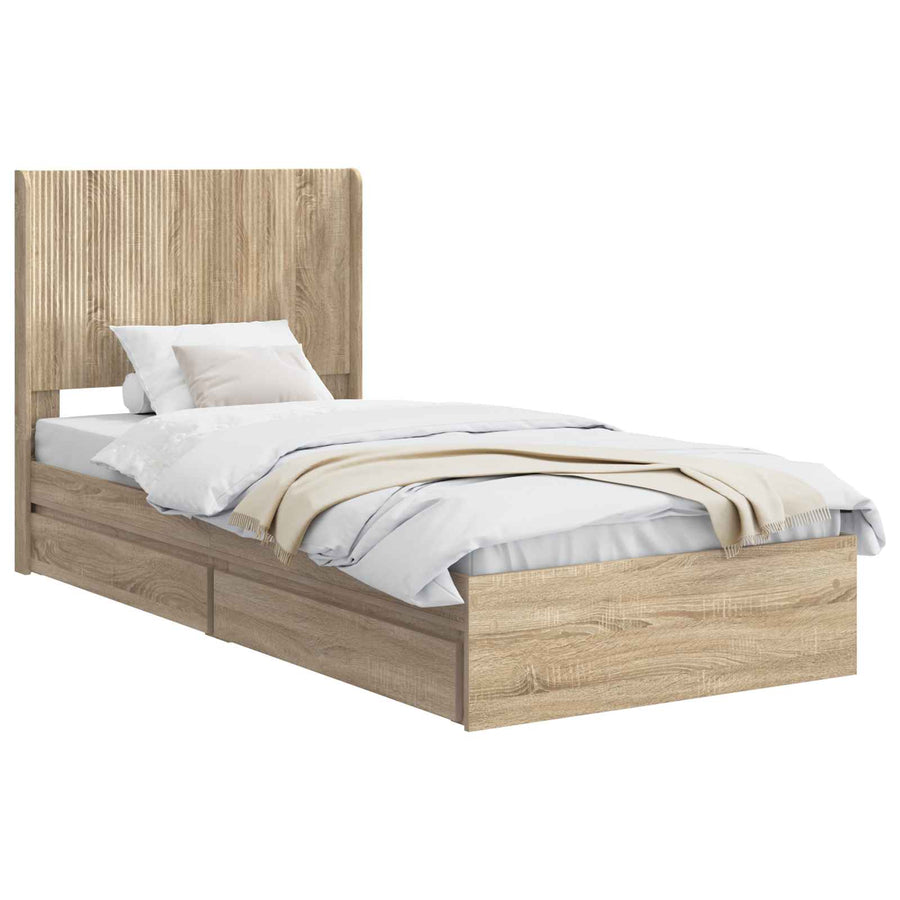 Bedframe met opbergruimte en hoofdbord Sonoma Eiken 90 x 200 cm