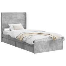 Bedframe met opbergruimte en hoofdbord Betongrijs 90 x 190 cm