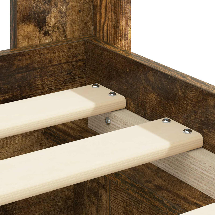 Bedframe met opbergruimte en hoofdbord Gerookt eiken