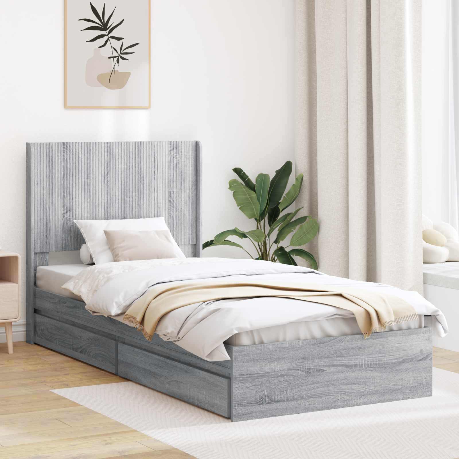 Bedframe met opbergruimte en hoofdbord 3 pcs Bewerkt hout