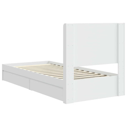 Bedframe met opbergruimte en hoofdbord Wit 75 x 190 cm