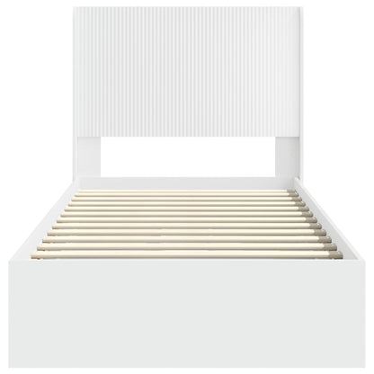 Bedframe met opbergruimte en hoofdbord Wit 75 x 190 cm
