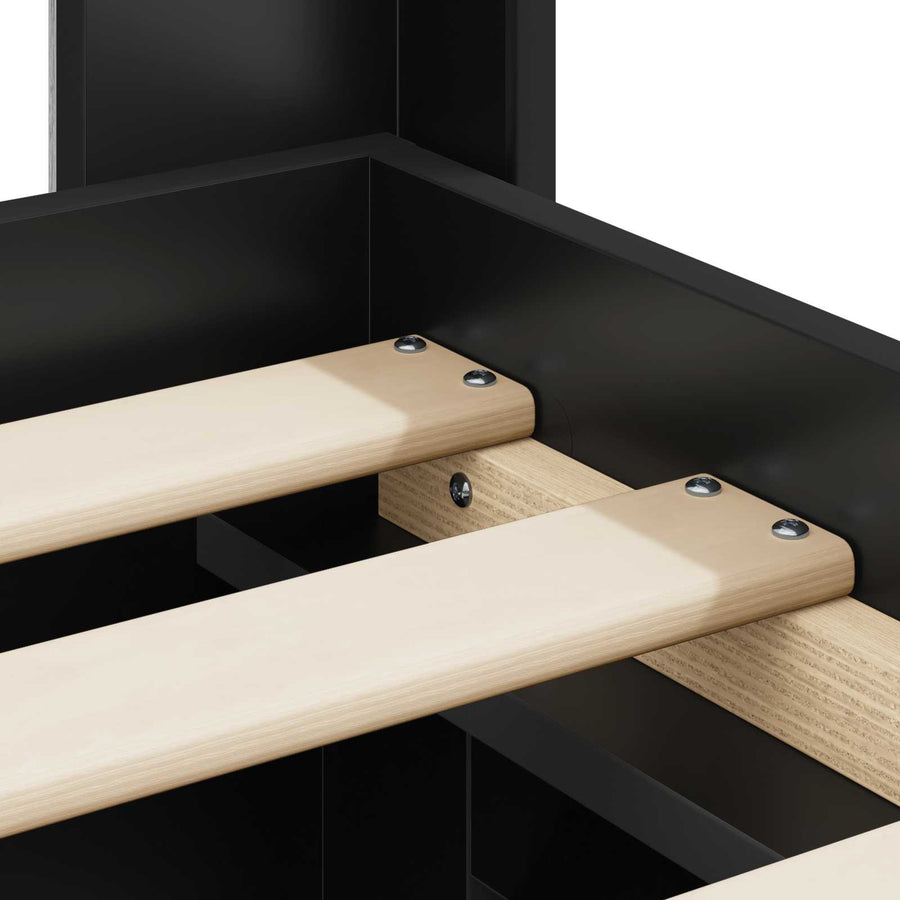 Bedframe met opbergruimte en hoofdbord Zwart 75 x 190 cm