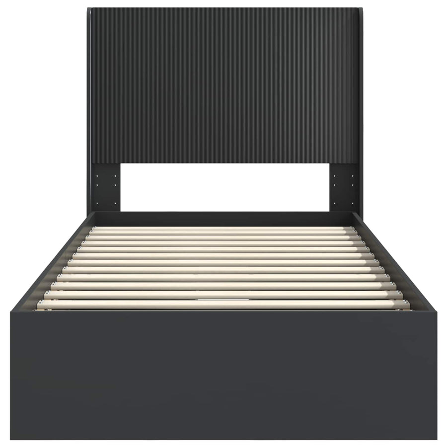 Bedframe met opbergruimte en hoofdbord Zwart 75 x 190 cm