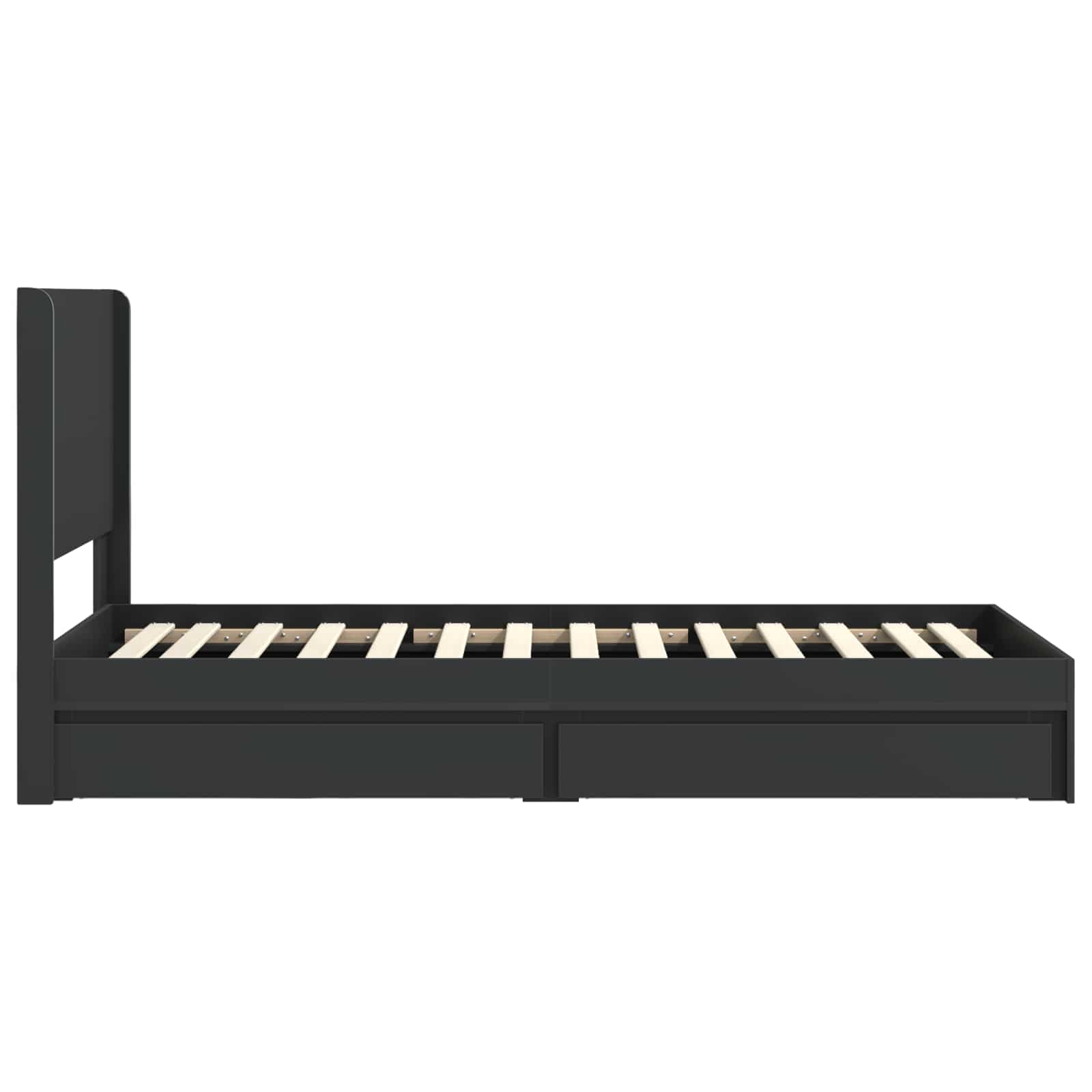 Bedframe met opbergruimte en hoofdbord Zwart 75 x 190 cm