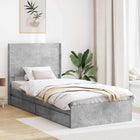 Storage Bed Frame with Headboard Concrete Grey 75 x 190 cm
