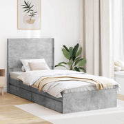 Bedframe 75x190 cm betongrijs met opbergruimte