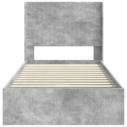 Bedframe met opbergruimte en hoofdbord Betongrijs 75 x 190 cm