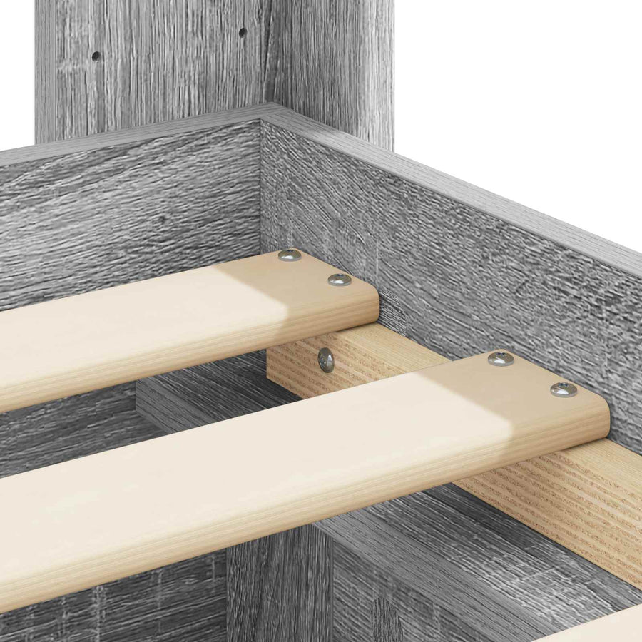 Bedframe met opbergruimte en hoofdbord Grijs Sonoma 75 x 190 cm