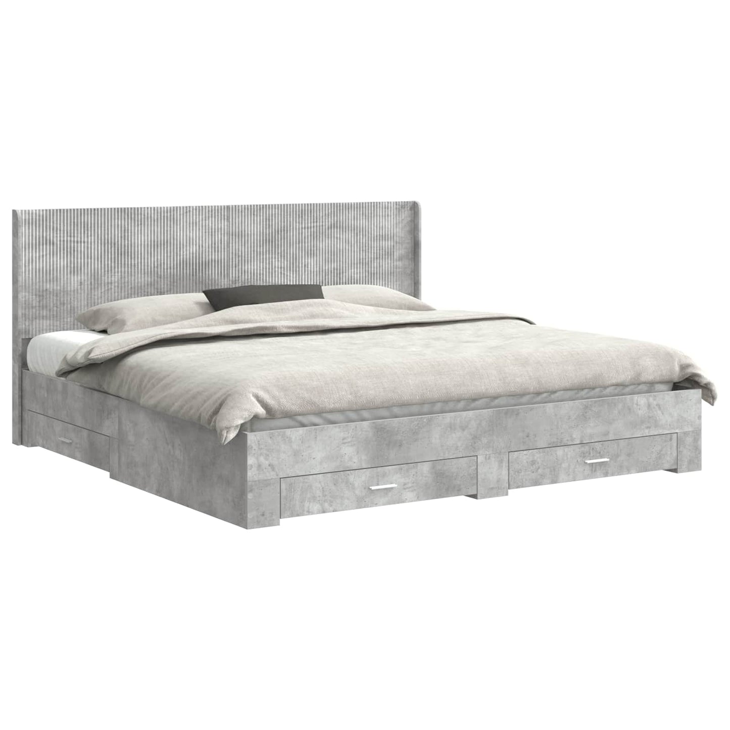 Bedframe met opbergruimte en hoofdbord Betongrijs Bewerkt hout