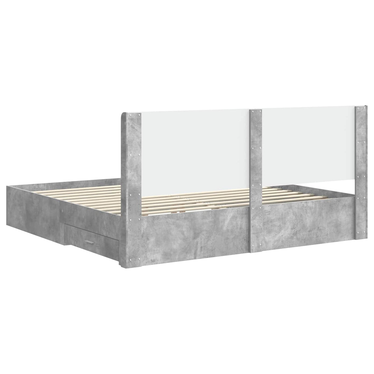 Bedframe met opbergruimte en hoofdbord Betongrijs Bewerkt hout