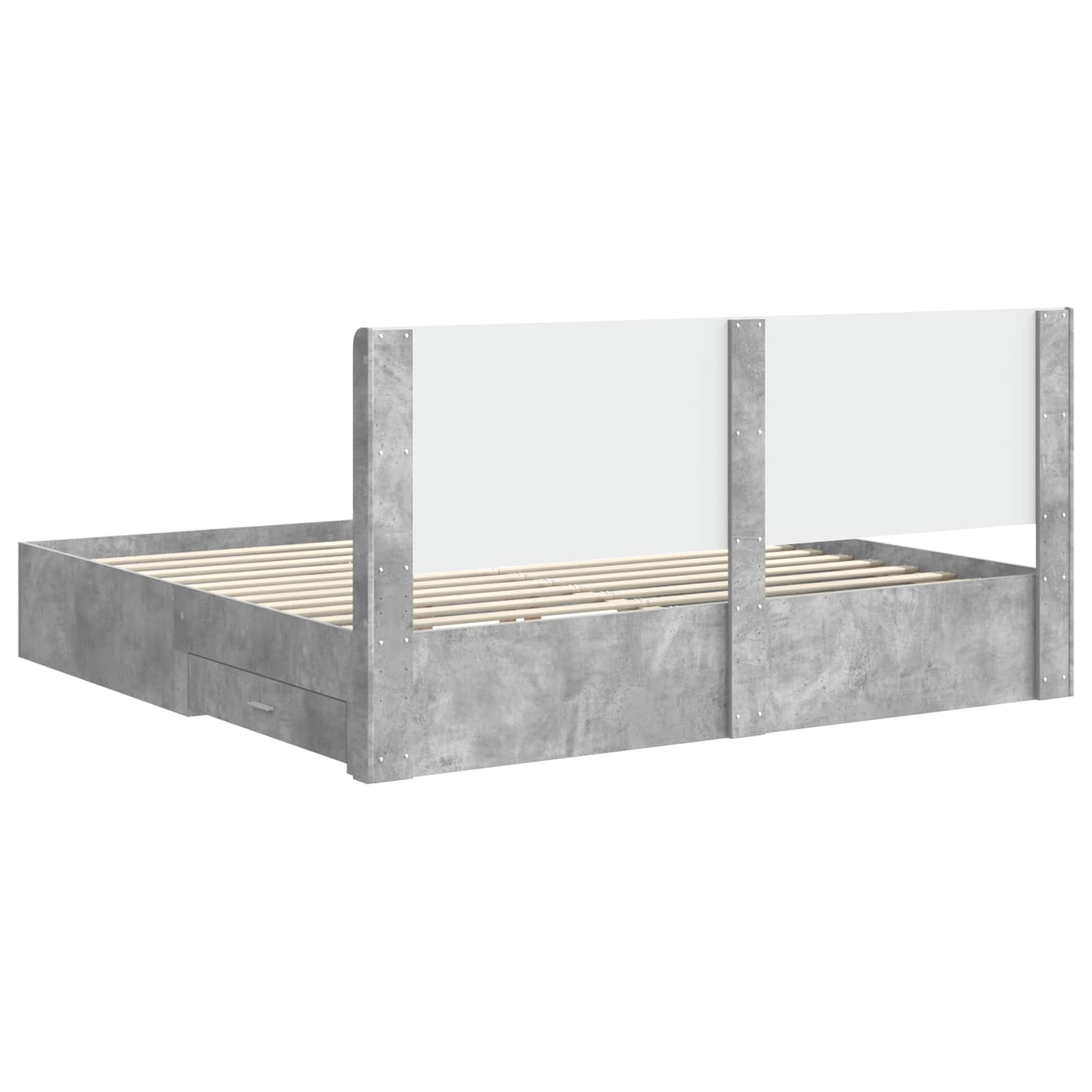 Bedframe met opbergruimte en hoofdbord Betongrijs Bewerkt hout
