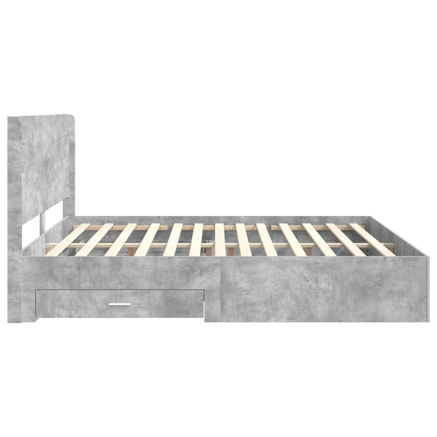 Bedframe met opbergruimte en hoofdbord Betongrijs Bewerkt hout