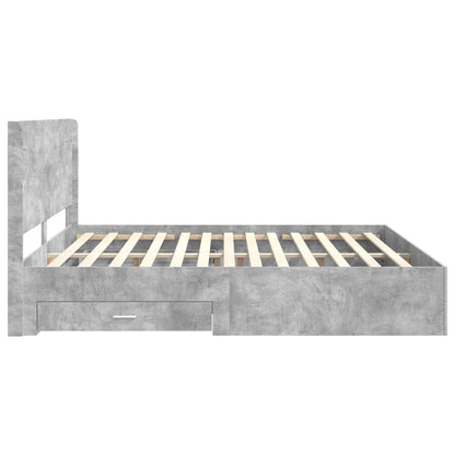 Bedframe met opbergruimte en hoofdbord Betongrijs Bewerkt hout